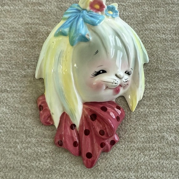 RARE HTF Vintage Lefton Mr. & Mrs. Toodles Maltese Wall Pockets - Picture 3 of 12